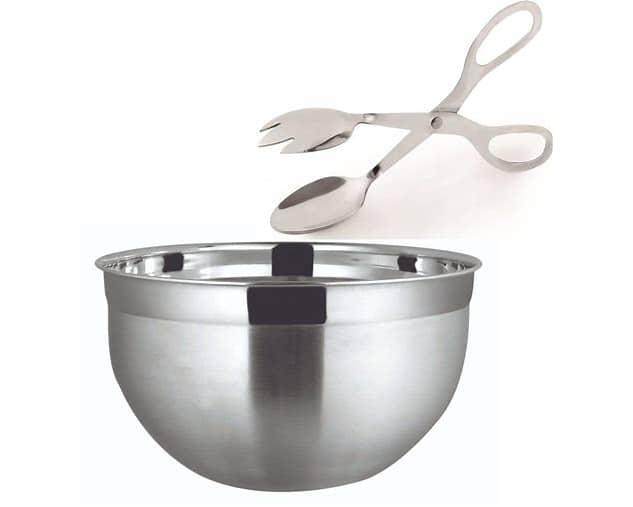 Saladeira Inox 7,4 Litros Pegador Tesoura Modelo Americano